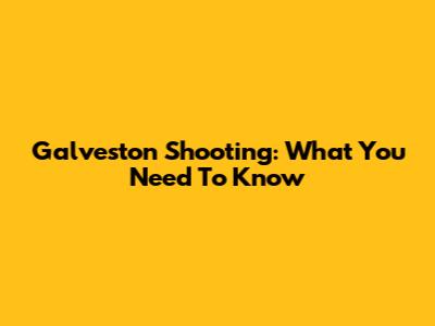 Galveston Shooting: What You Need To Know