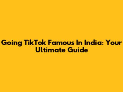 Going TikTok Famous In India: Your Ultimate Guide