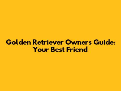 Golden Retriever Owner's Guide: Your Best Friend
