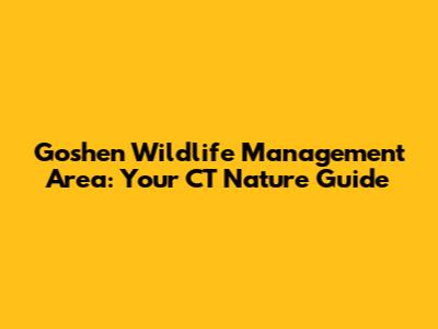 Goshen Wildlife Management Area: Your CT Nature Guide