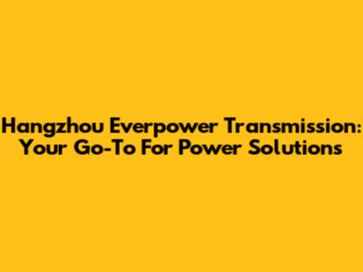 Hangzhou Everpower Transmission: Your Go-To For Power Solutions