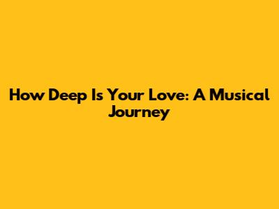 How Deep Is Your Love: A Musical Journey
