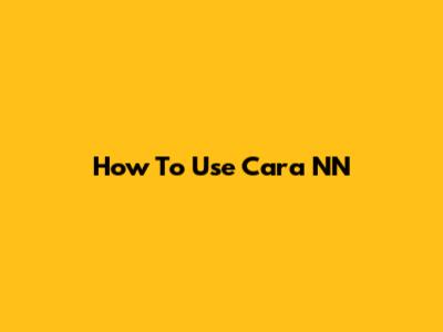 How To Use Cara NN