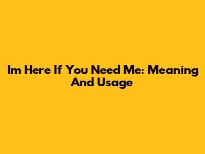 I'm Here If You Need Me: Meaning And Usage