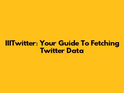 IIITwitter: Your Guide To Fetching Twitter Data