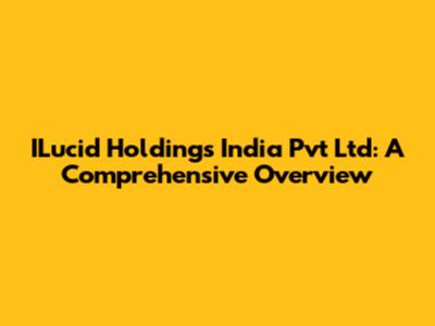 ILucid Holdings India Pvt Ltd: A Comprehensive Overview