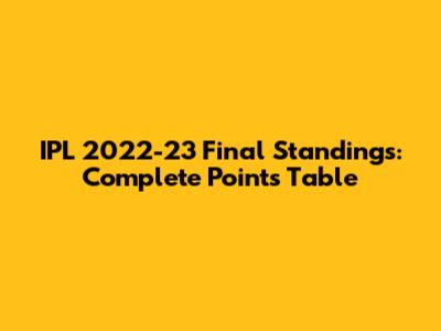 IPL 2022-23 Final Standings: Complete Points Table