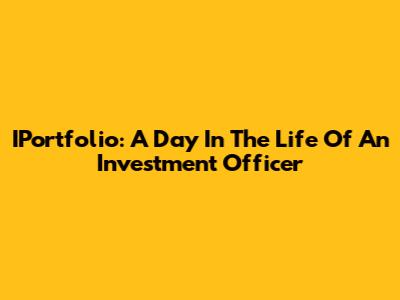 IPortfolio: A Day In The Life Of An Investment Officer