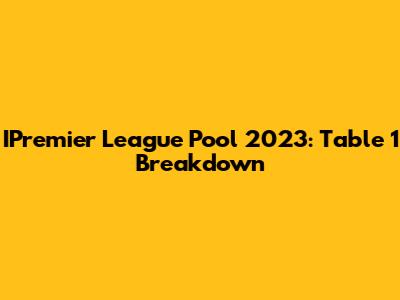 IPremier League Pool 2023: Table 1 Breakdown