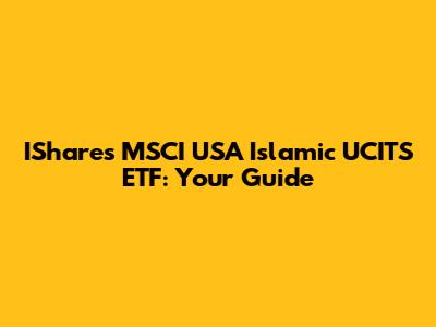 IShares MSCI USA Islamic UCITS ETF: Your Guide