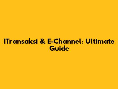ITransaksi & E-Channel: Ultimate Guide