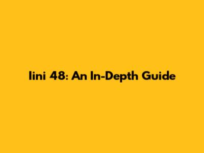 Iini 48: An In-Depth Guide