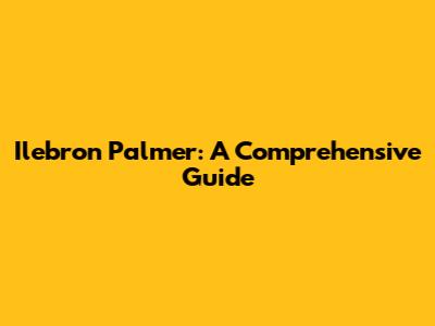Ilebron Palmer: A Comprehensive Guide