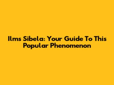 Ilms Sibela: Your Guide To This Popular Phenomenon