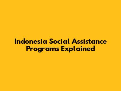 Indonesia Social Assistance Programs Explained