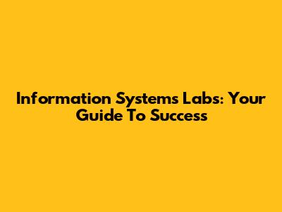 Information Systems Labs: Your Guide To Success