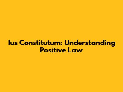 Ius Constitutum: Understanding Positive Law