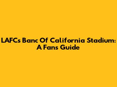 LAFC's Banc Of California Stadium: A Fan's Guide