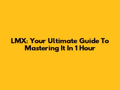 LMX: Your Ultimate Guide To Mastering It In 1 Hour
