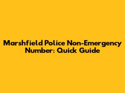 Marshfield Police Non-Emergency Number: Quick Guide
