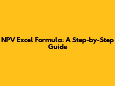 NPV Excel Formula: A Step-by-Step Guide