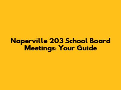 Naperville 203 School Board Meetings: Your Guide