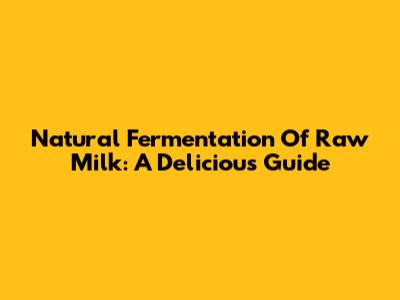 Natural Fermentation Of Raw Milk: A Delicious Guide