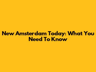 New Amsterdam Today: What You Need To Know