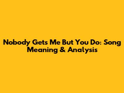 Nobody Gets Me But You Do: Song Meaning & Analysis