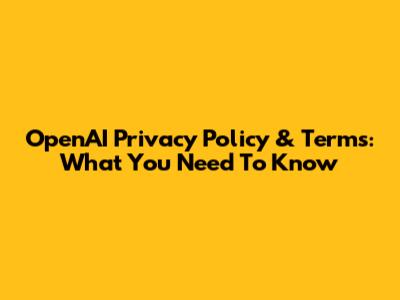 OpenAI Privacy Policy & Terms: What You Need To Know