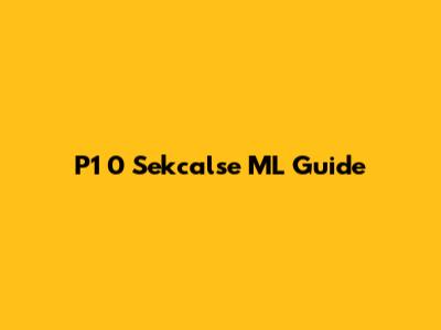 P1 0 Sekcalse ML Guide