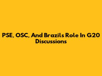 PSE, OSC, And Brazil's Role In G20 Discussions