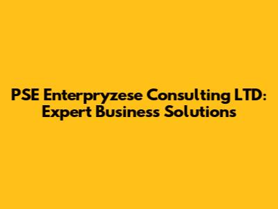 PSE Enterpryzese Consulting LTD: Expert Business Solutions