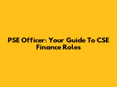 PSE Officer: Your Guide To CSE Finance Roles
