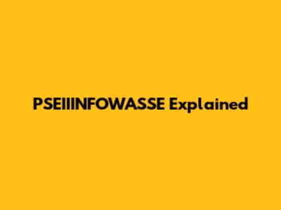 PSEIIINFOWASSE Explained