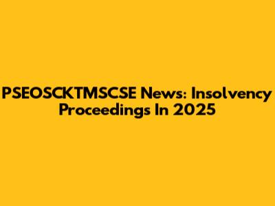PSEOSCKTMSCSE News: Insolvency Proceedings In 2025