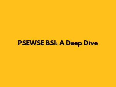 PSEWSE BSI: A Deep Dive