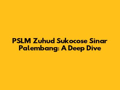 PSLM Zuhud Sukocose Sinar Palembang: A Deep Dive