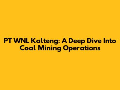 PT WNL Kalteng: A Deep Dive Into Coal Mining Operations