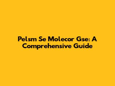 Pelsm Se Molecor Gse: A Comprehensive Guide