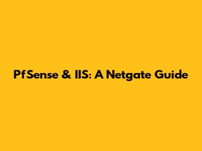 PfSense & IIS: A Netgate Guide