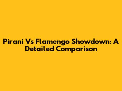 Pirani Vs Flamengo Showdown: A Detailed Comparison