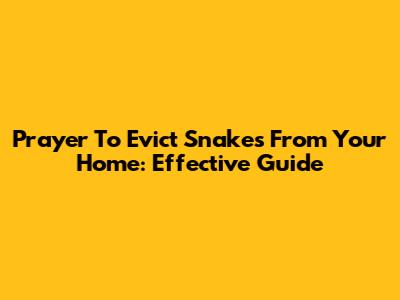 Prayer To Evict Snakes From Your Home: Effective Guide