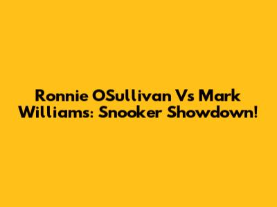 Ronnie O'Sullivan Vs Mark Williams: Snooker Showdown!