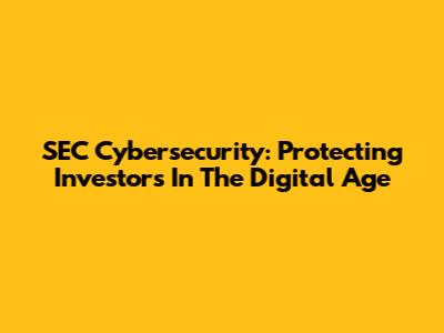SEC Cybersecurity: Protecting Investors In The Digital Age