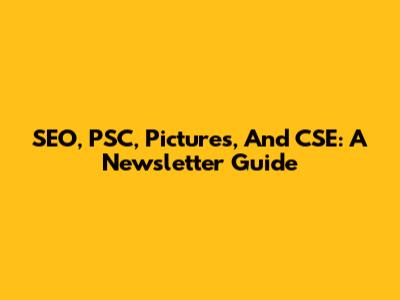 SEO, PSC, Pictures, And CSE: A Newsletter Guide