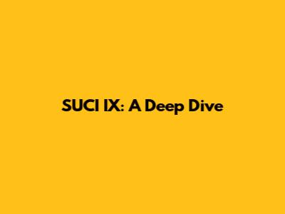 SUCI IX: A Deep Dive