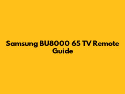 Samsung BU8000 65" TV Remote Guide