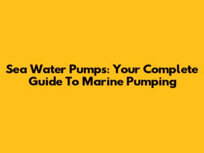 Sea Water Pumps: Your Complete Guide To Marine Pumping