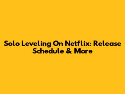 Solo Leveling On Netflix: Release Schedule & More